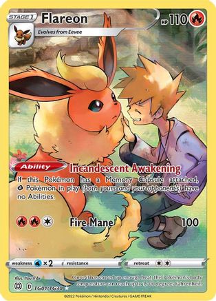 Flareon TG01/30 Holofoil - Ultra Rare - SWSH09: Brilliant Stars Trainer Gallery