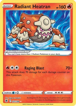 Radiant Heatran 27/189 Holofoil - Radiant Rare - SWSH10: Astral Radiance