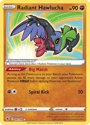 Radiant Hawlucha 81/189 Holofoil - Radiant Rare - SWSH10: Astral Radiance