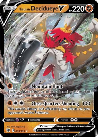 Hisuian Decidueye V 83/189 Holofoil - Ultra Rare - SWSH10: Astral Radiance