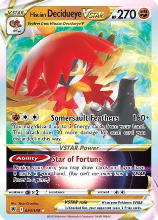 Hisuian Decidueye VSTAR 84/189 Holofoil - Ultra Rare - SWSH10: Astral Radiance