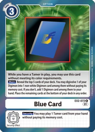Blue Card (EX2-072) Foil Rare - Digital Hazard