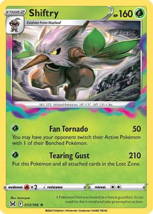 Shiftry 13/196 Holofoil - Holo Rare - SWSH11: Lost Origin