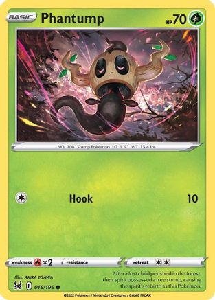 Phantump 16/196  - Common - SWSH11: Lost Origin