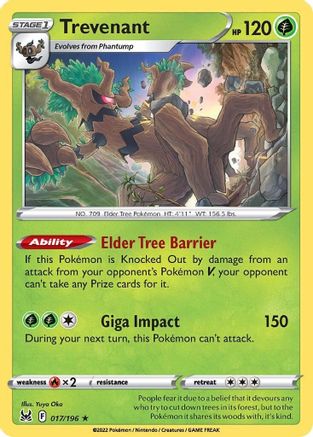 Trevenant 17/196 Holofoil - Holo Rare - SWSH11: Lost Origin