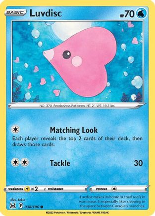 Luvdisc 38/196  - Common - SWSH11: Lost Origin