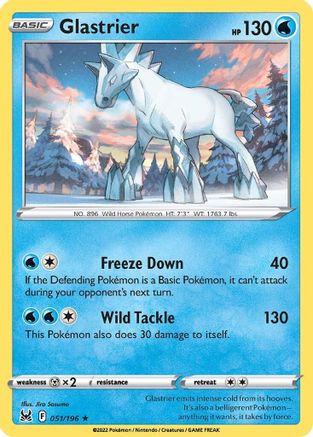 Glastrier 51/196 Holofoil - Holo Rare - SWSH11: Lost Origin