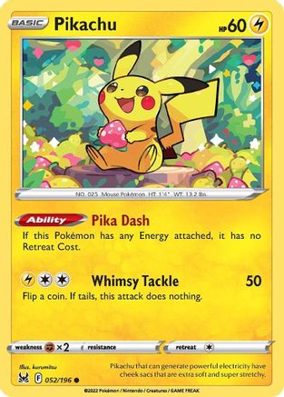 Pikachu 52/196  - Common - SWSH11: Lost Origin