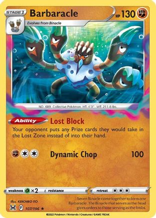 Barbaracle 107/196 Holofoil - Holo Rare - SWSH11: Lost Origin