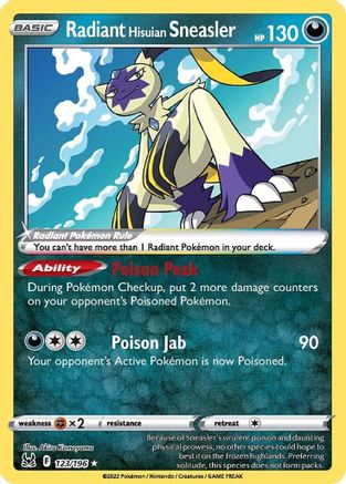 Radiant Hisuian Sneasler 123/196 Holofoil - Radiant Rare - SWSH11: Lost Origin
