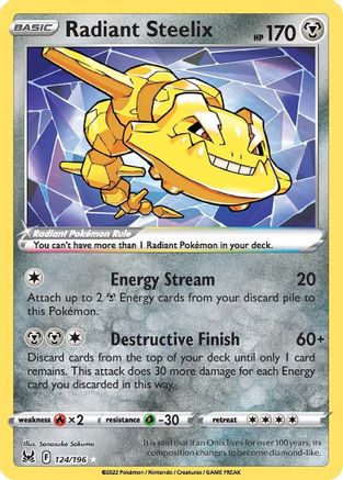 Radiant Steelix 124/196 Holofoil - Radiant Rare - SWSH11: Lost Origin