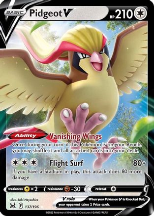 Pidgeot V 137/196 Holofoil - Ultra Rare - SWSH11: Lost Origin