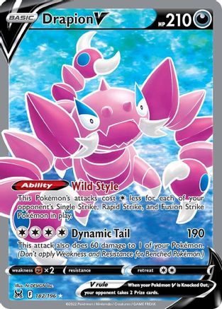 Drapion V (Full Art) 182/196 Holofoil - Ultra Rare - SWSH11: Lost Origin