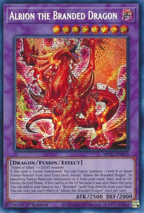 Albion the Branded Dragon (MP22-EN076) - Prismatic Secret Rare - 1st Edition - 2022 Tin of the Pharaoh's Gods