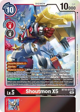 Shoutmon X5 (BT10-013) Foil Super Rare - Xros Encounter