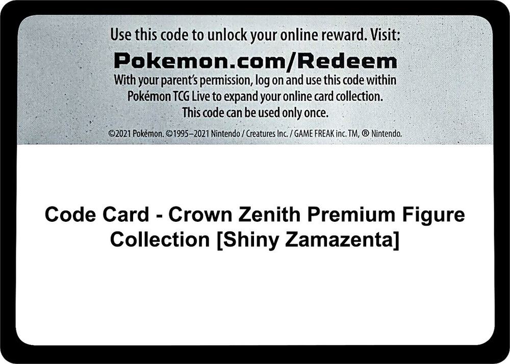 Code Card Crown Zenith Premium Figure Collection Shiny Zamazenta  (Crown Zenith) 