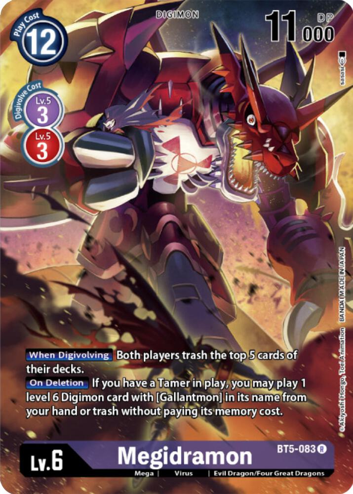 Megidramon Digimon Card Game Deck Box Set BT5-083 R (Battle of Omni)  - Foil
