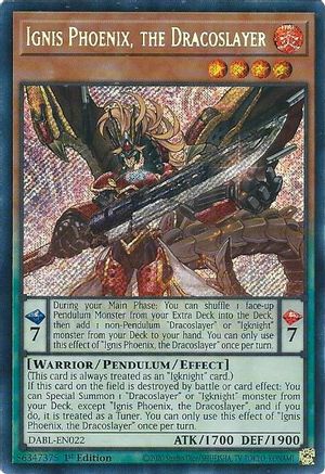 Ignis Phoenix, the Dracoslayer (DABL-EN022) - Secret Rare - 1st Edition - Darkwing Blast