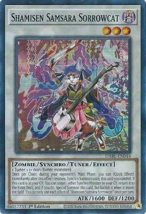 Shamisen Samsara Sorrowcat (DABL-EN044) - Super Rare - 1st Edition - Darkwing Blast