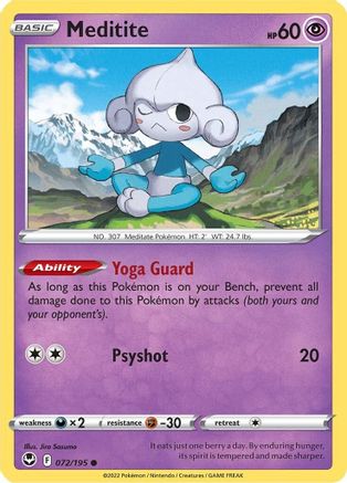 Meditite 72/195  - Common - SWSH12: Silver Tempest