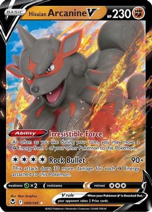 Hisuian Arcanine V 90/195 Holofoil - Ultra Rare - SWSH12: Silver Tempest