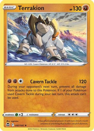 Terrakion 97/195 Holofoil - Holo Rare - SWSH12: Silver Tempest