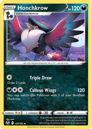 Honchkrow 107/195  - Uncommon - SWSH12: Silver Tempest