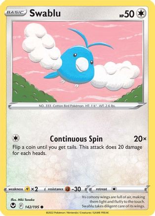 Swablu 142/195  - Common - SWSH12: Silver Tempest