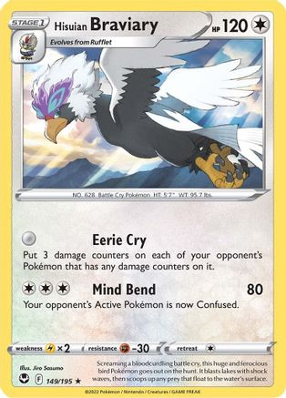 Hisuian Braviary 149/195  - Rare - SWSH12: Silver Tempest