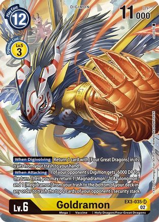 Goldramon (Alternate Art) (EX3-035) Foil Super Rare - Draconic Roar