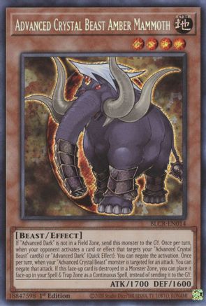 Advanced Crystal Beast Amber Mammoth (BLCR-EN014) - Secret Rare - 1st Edition - Battles of Legend: Crystal Revenge