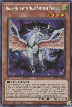Advanced Crystal Beast Sapphire Pegasus (BLCR-EN016) - Secret Rare - Battles of Legend: Crystal Revenge