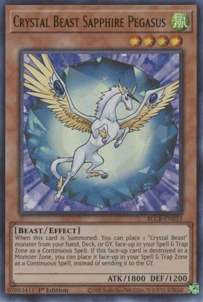 Crystal Beast Sapphire Pegasus (BLCR-EN053) - Ultra Rare - 1st Edition - Battles of Legend: Crystal Revenge