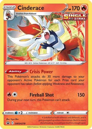 Cinderace - SWSH278 SWSH278/307 Holofoil - Promo - SWSH: Sword & Shield Promo Cards