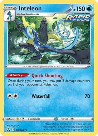 Inteleon - SWSH279 SWSH279/307 Holofoil - Promo - SWSH: Sword & Shield Promo Cards