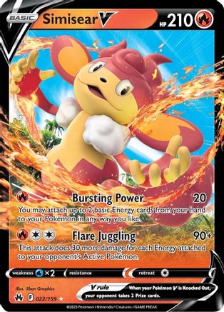 Simisear V 22/159 Holofoil - Ultra Rare - Crown Zenith
