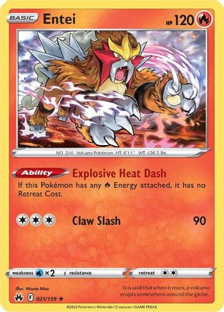 Entei 21/159 Holofoil - Holo Rare - Crown Zenith