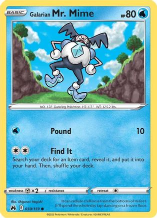 Galarian Mr. Mime 30/159  - Common - Crown Zenith