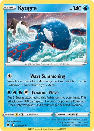 Kyogre 36/159 Holofoil - Holo Rare - Crown Zenith
