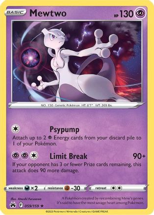Mewtwo 59/159 Holofoil - Holo Rare - Crown Zenith