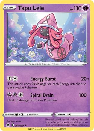 Tapu Lele 64/159 Holofoil - Holo Rare - Crown Zenith