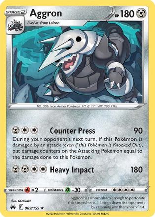 Aggron 89/159 Holofoil - Holo Rare - Crown Zenith