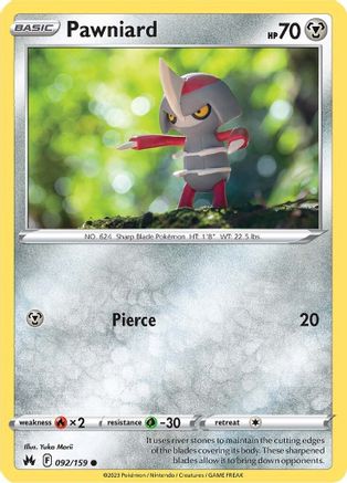 Pawniard (92) 92/159  - Common - Crown Zenith