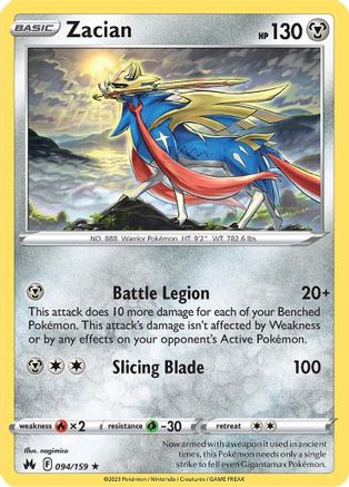Zacian 94/159 Holofoil - Holo Rare - Crown Zenith