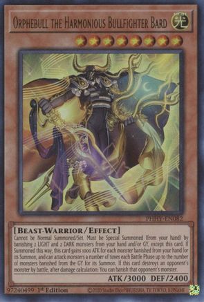 Orphebull the Harmonious Bullfighter Bard (PHHY-EN082) - Ultra Rare - 1st Edition - Photon Hypernova