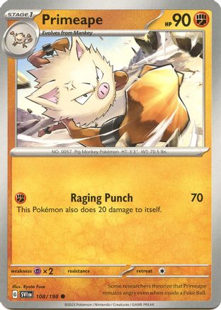 Primeape 108  - Common - SV01: Scarlet & Violet Base Set