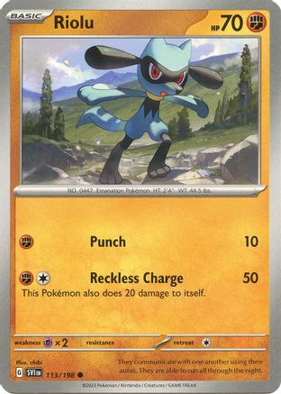Riolu - 113/198 113  - Common - SV01: Scarlet & Violet Base Set