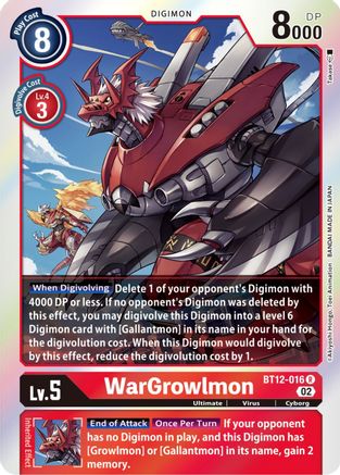 WarGrowlmon (BT12-016) Foil Rare - Across Time