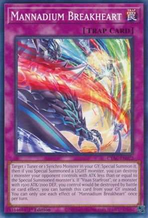 Mannadium Breakheart (CYAC-EN072) - Common - 1st Edition - Cyberstorm Access