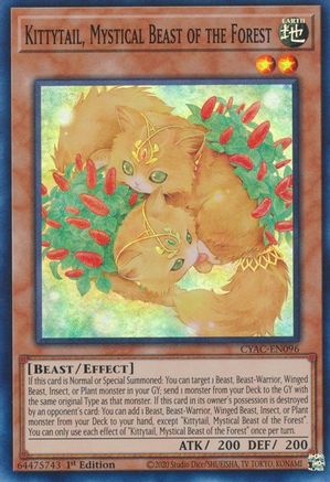 Kittytail, Mystical Beast of the Forest (CYAC-EN096) - Super Rare - 1st Edition - Cyberstorm Access